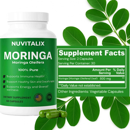 Moringa Pure Capsules | Organic Moringa Leaf Extract Supplement